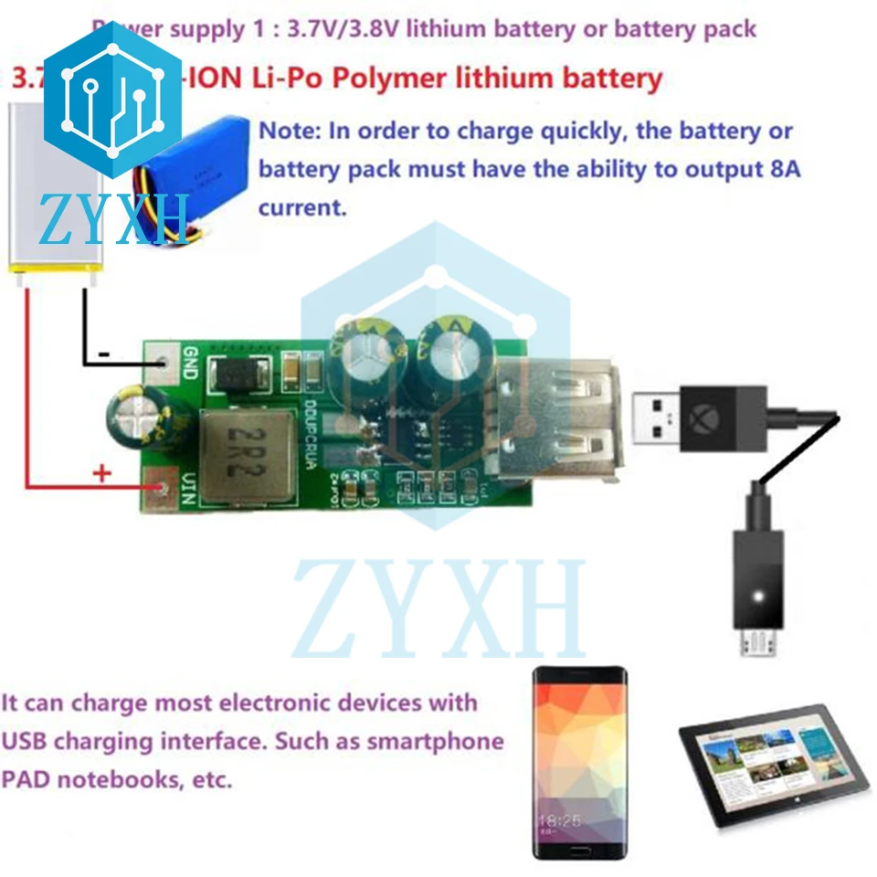 25W USB QC 3.0 2.0 FCP Fast Charger Module DC 3.3-5V To 5V-12V 5V/4A 9V/2A 18650 LI-ION Li-Po Lithium Battery Charging