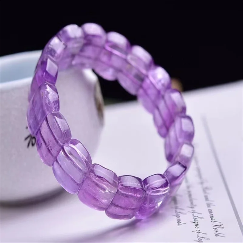 Amethyst Hand Row Women's Hour Style Bracelet Natural Healing Crystal Party Birthday Gift