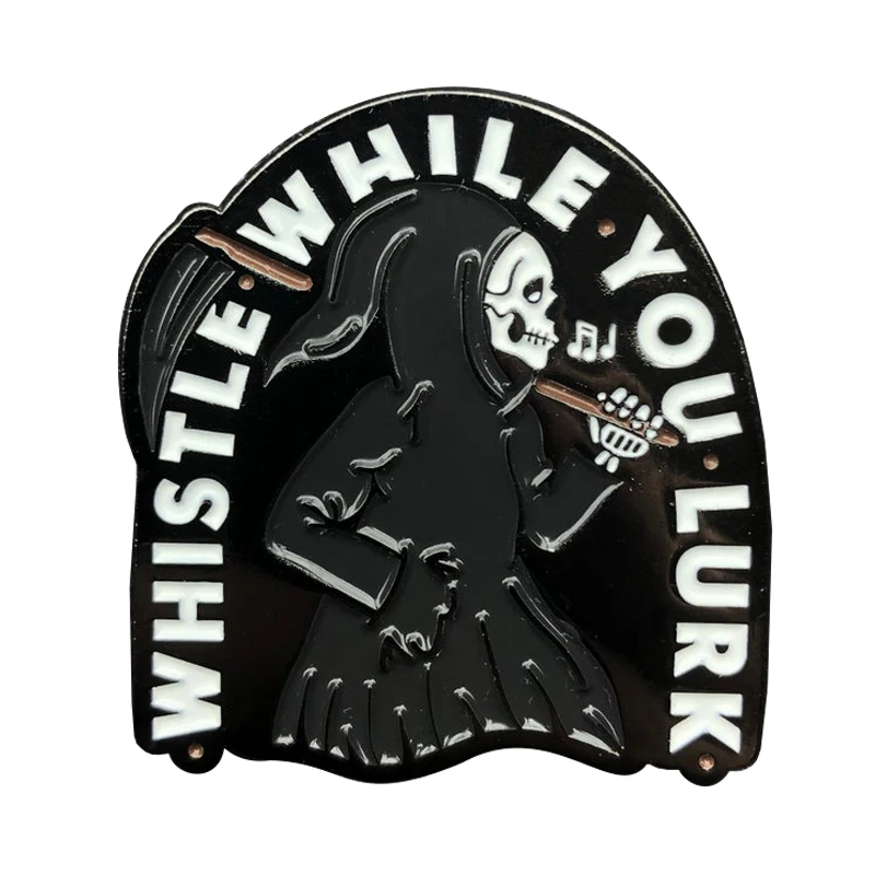 Whistle While You Lurk Grim Reaper Enamel Lapel Pin