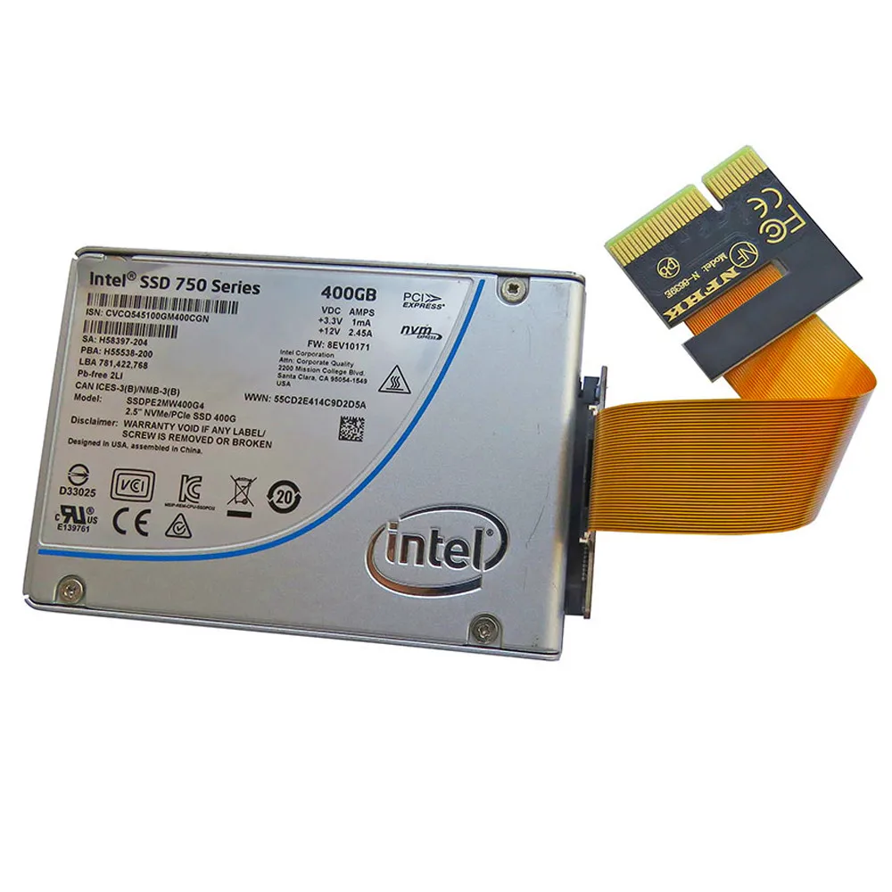 Add On Card U2 NVME Riser U.2 to PCIe 3.0 PCI Express X4 Riser Card Raiser Adapter 12cm FPC Cable for 2.5" NVMe U.2 SFF-8639 SSD
