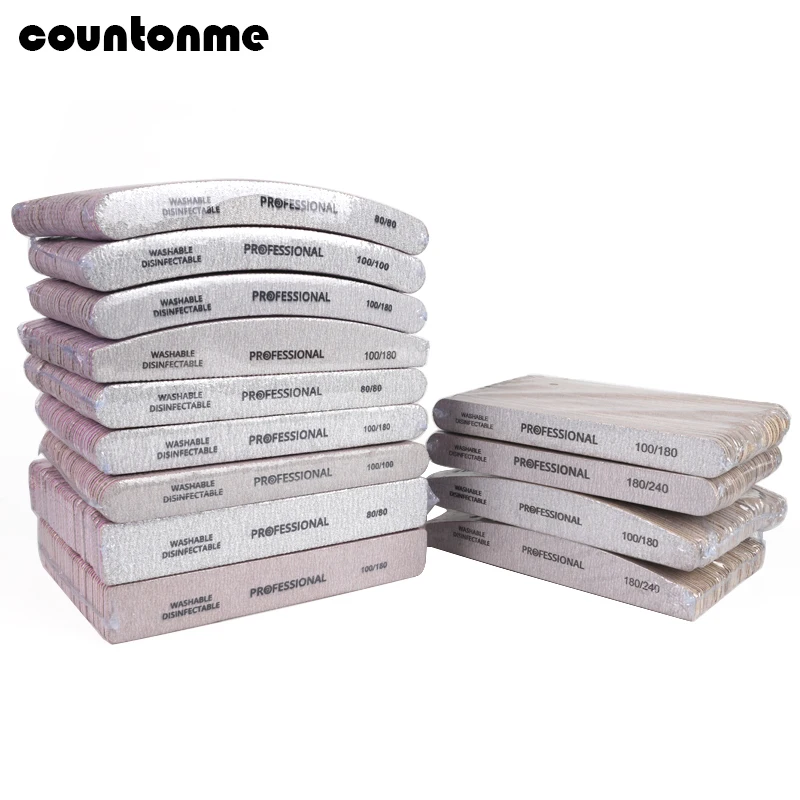 

50pcs Professional Nail File 80/100/180/240 Grey Manicure Buffer Block Mix Style Emery Board Pedicure Sanding Nail Salon Tools