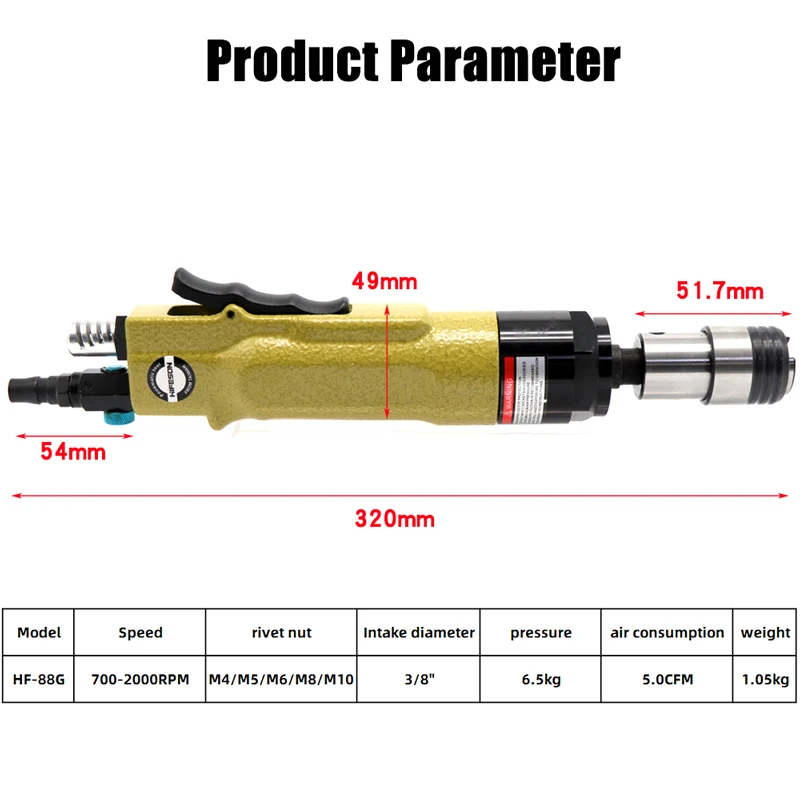 ISO Chucks Pneumatic Air Tapping Machine Drill Tapping Tool For Rivet Nuts M4 M5 M8 M8 M10