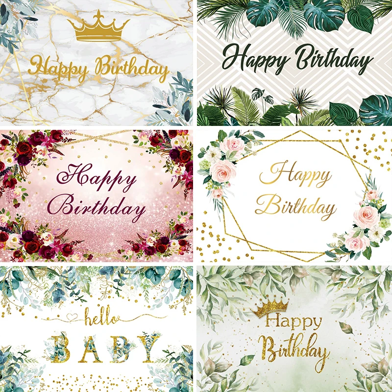 

Laeacco White Marble Backdrop For Photography Happy Birthday Party Customized Poster Pattern Background Photo Backdrop Photocall