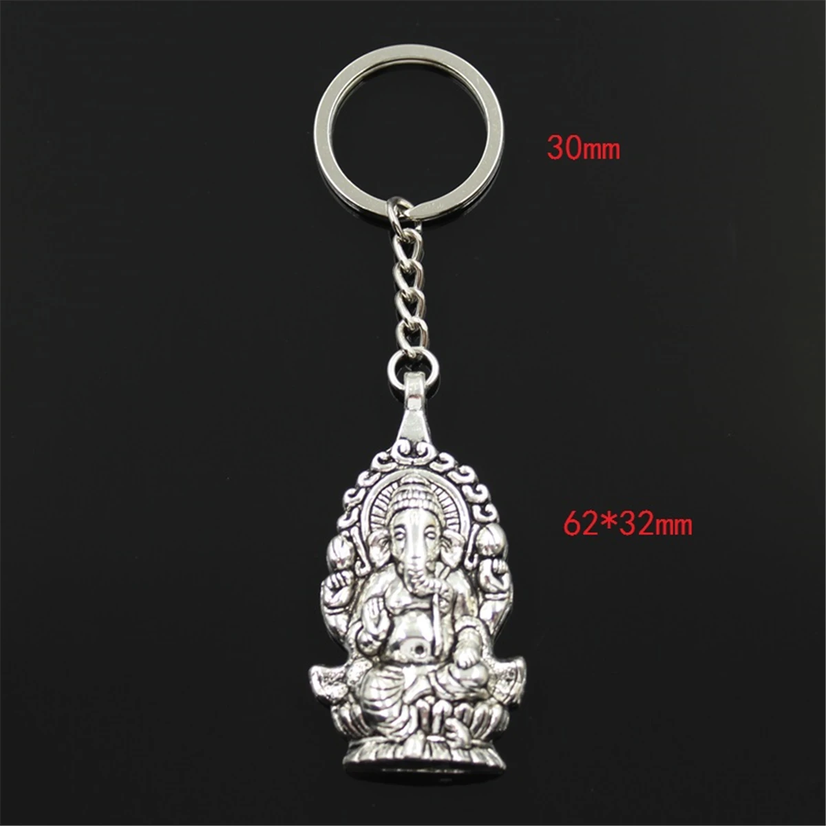 New Hot Men Key Ring Metal Key Chain Keychain Gift Jewelry Bronze Silver Color Ganesha Buddha Elephant Pendant Great Promotion