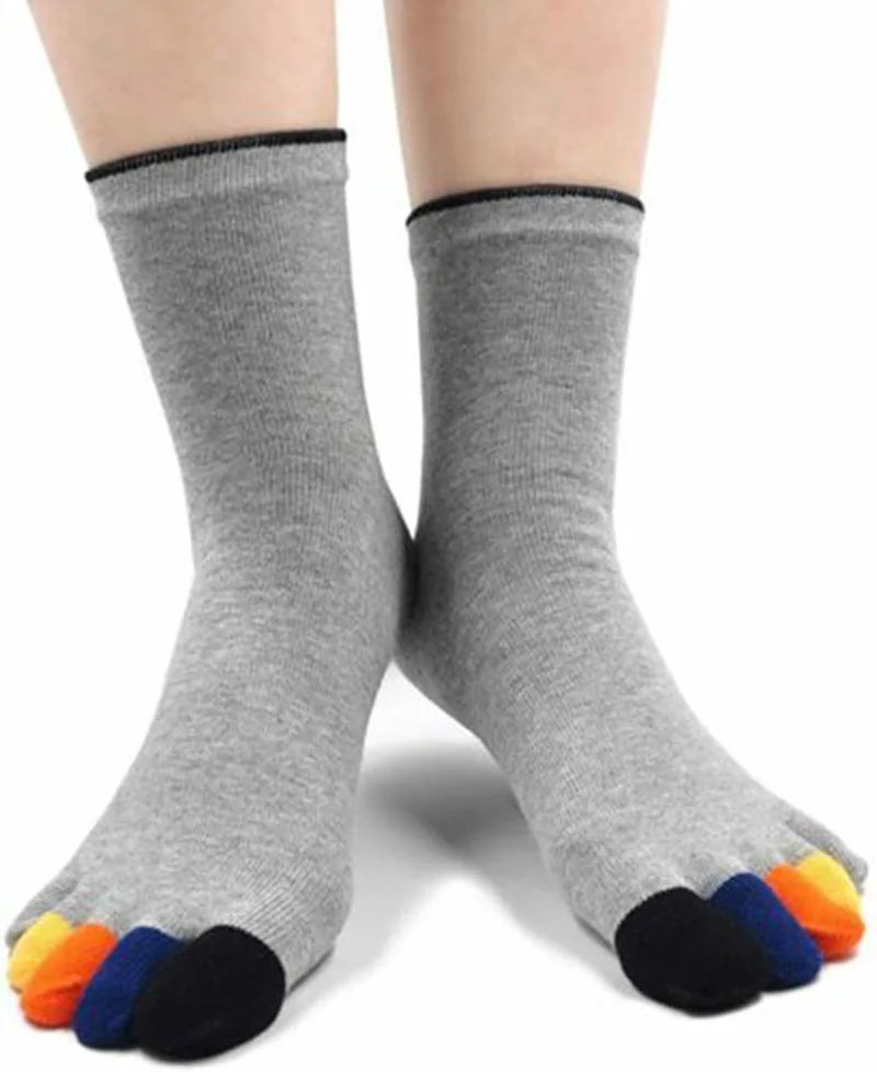 5 Pairs Casual Mans Five Finger Socks Solid Breathable Cotton Business Colorful Toes Deodorant Split Toe Socks Male Fashions