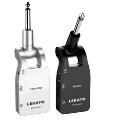 Lekato Wireless Audio Guitar Acoustic System Guitar Wireless Transmitter Receiver Instrument 2.4G Rechargeable 6 Channels 30M