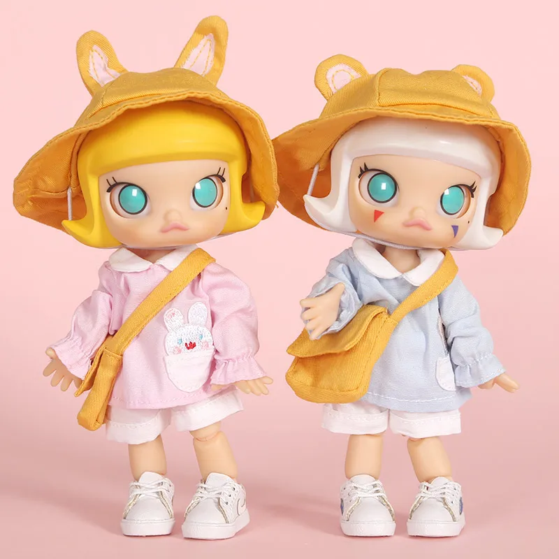 4pcs=Shirt+short pant+Hat+ bag Doll Kindergarten uniform Clothes for Ob11,obitsu 11,Molly,GSC,1/12 BJD Doll Clothing Accessories