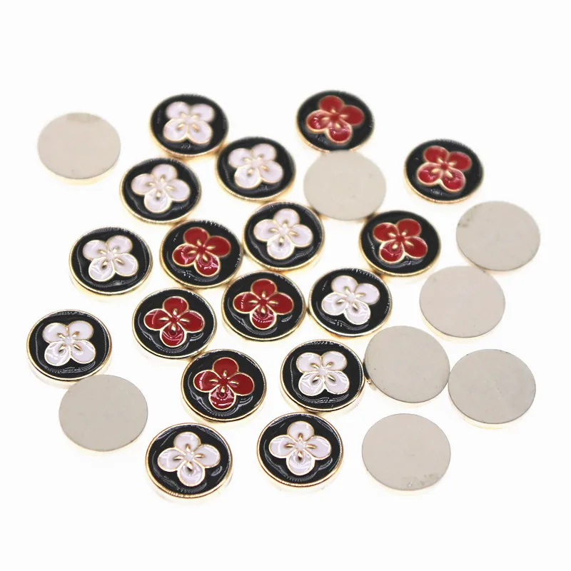 50pcs 11.5mm black/Red flower Flatback Delicate Round Buttons Home Garden Crafts Scrapbooking DIY crafts