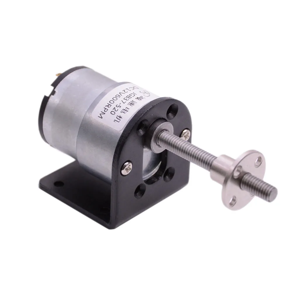 

37mm gear reducer motor JGB37-520 threaded screw shaft DC12V24V with bracket screw M6 flange coupling 50mm long axis smart home