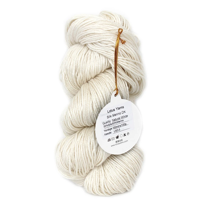 100g Silk Merino Yarn Fingering DK Weight Hand Knitting Crochet Undyed  DIY Natural White Soft High Quality