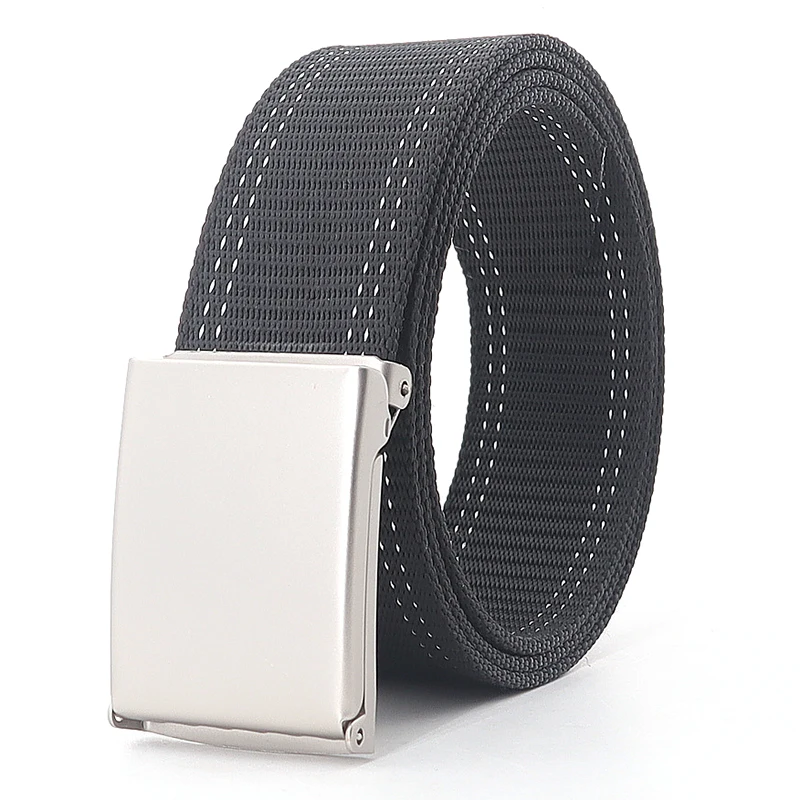 New Men Nylon Tactical Belt Luxury Metal Buckle Work Jeans Sutures Waist Belts Fashion Casual Stripes Waistband 110-160cm Long