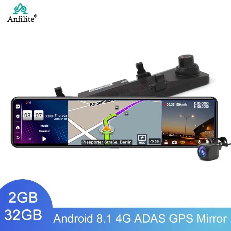 

Anfilite 4G Android 8.1 GPS-навигатор Автомобильный видеорегистратор 12 дюймов 2 ГБ + 32 ГБ ADAS зеркало заднего вида видеорегистратор удаленный монитор видеорегистратор