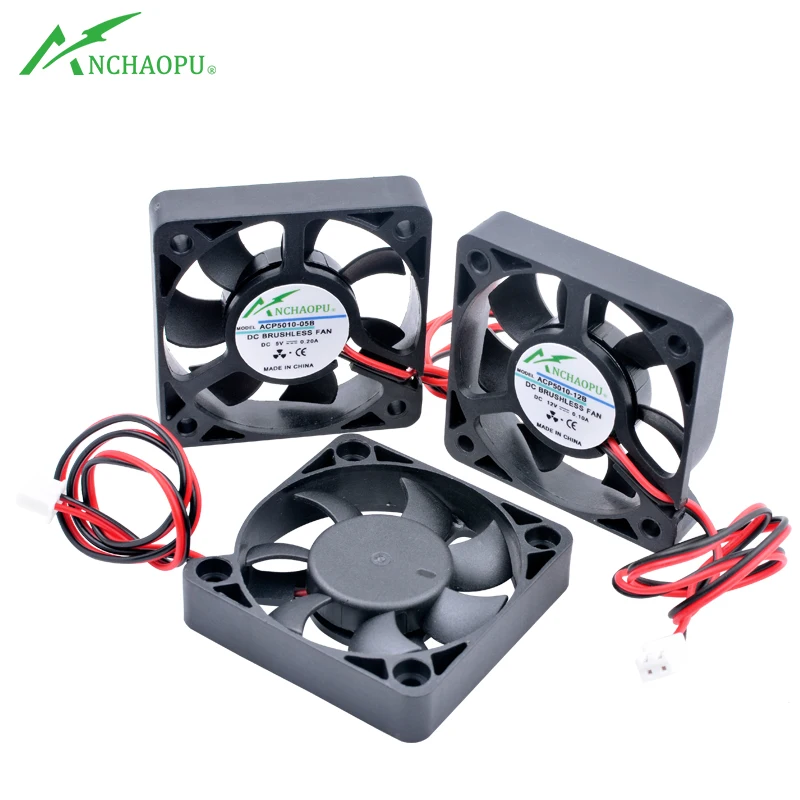 ACP5010 5cm 50mm ventilador 50x50x50x10mm DC5V 12V 24V 2pin ventilador de refrigeración adecuado para micro-chasis inversor de router cargador de fuente de alimentación