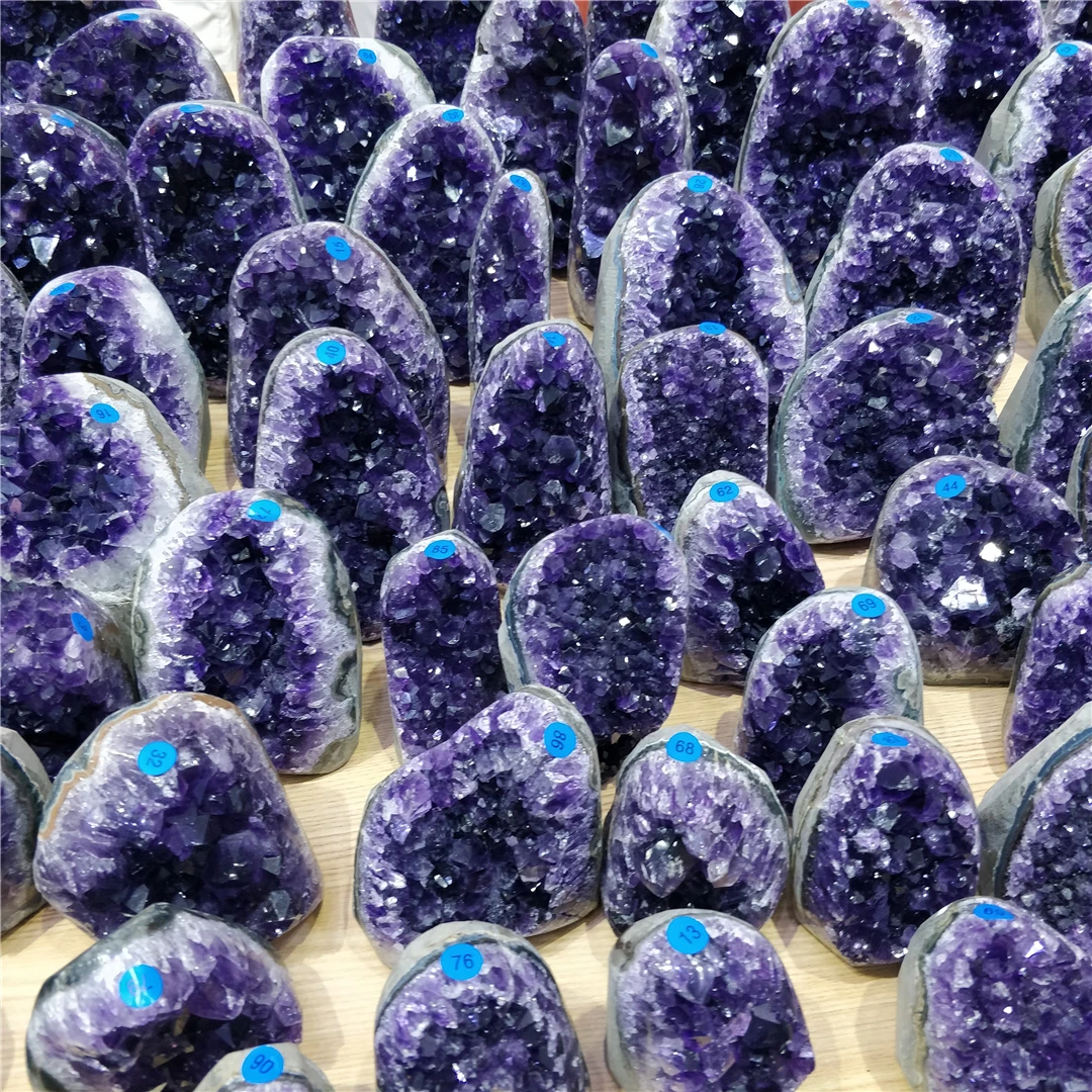 AAAAAA+ High Quality Natural Dark Purple Amethyst Cluster Rough Rock Crystal Geode Feng Shui God Of Wealth Indie House Decor