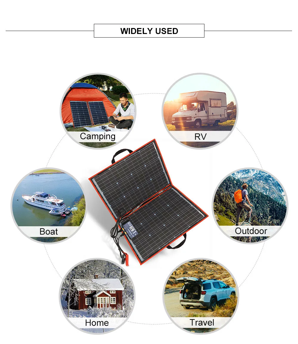 Dokio 100W (50Wx2Stk) Flexibles Faltbares Mono-Solarpanel für Reisen & Boot & Wohnmobil Hochwertiges Tragbares Solarpanel China – Detail 5