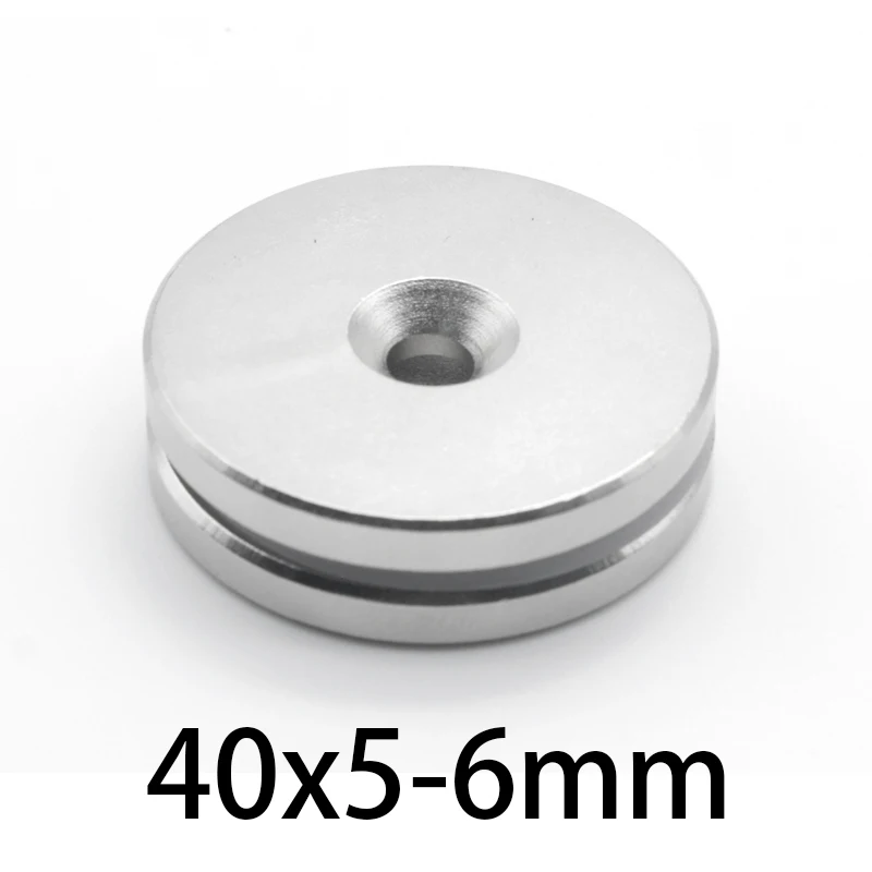 1-30pcs 40x5-6mm Magnet 40*5 mm Hole 6mm Round Countersunk Magnetic 40x5-6mm Neodymium Disc Magnets 40*5-6 mm Neodymium magnetic