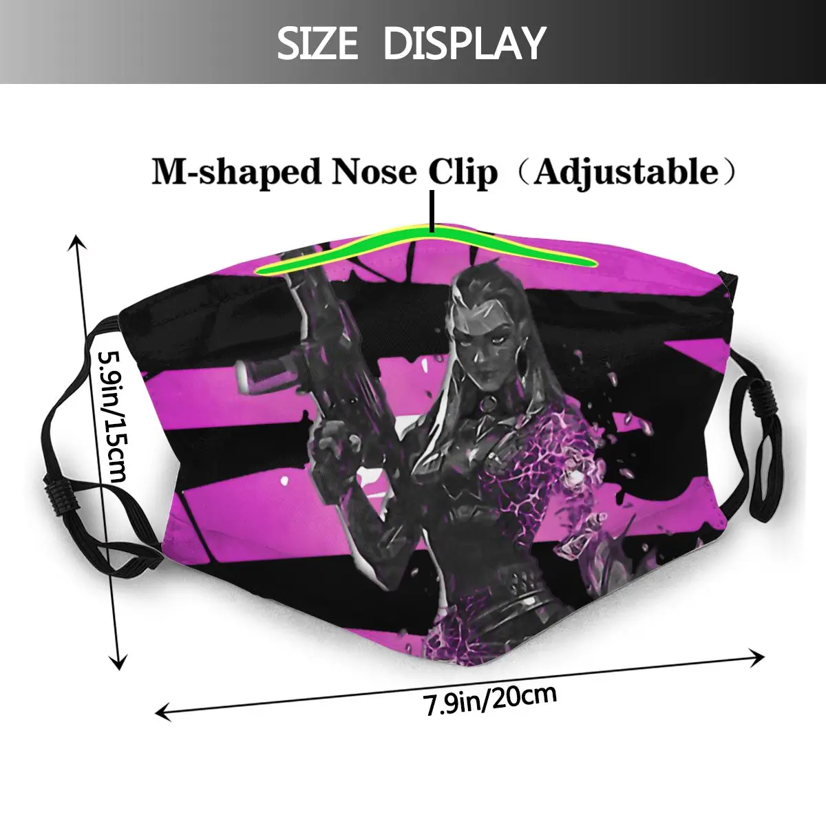 Reyna Shattered Adult Mask Valorant Agents Game Adjustable Wasbaar Style Design Cloth Muffle With Filters