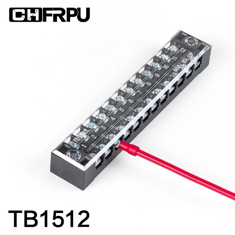 1PCS TB1512 Dual Row Barrier Screw Terminal Block Strip Wire Connector Fixed Wiring Board 600V 15A