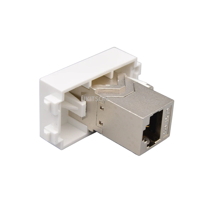 Female CAT6A RJ45 Slot Module 23x36mm Socket For 10GB LAN Shielded CAT.6A Internet Extender Plug In White Color