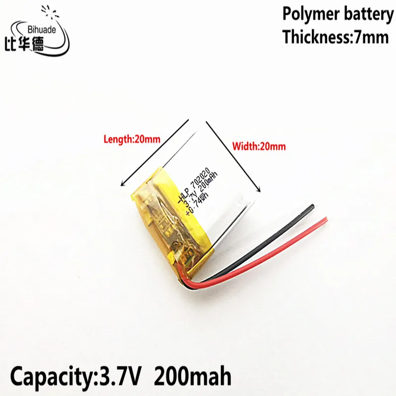 Good Qulity 3.7V,200mAH,702020 Polymer lithium ion / Li-ion battery for TOY,POWER BANK,GPS,mp3,mp4,cell phone,speaker