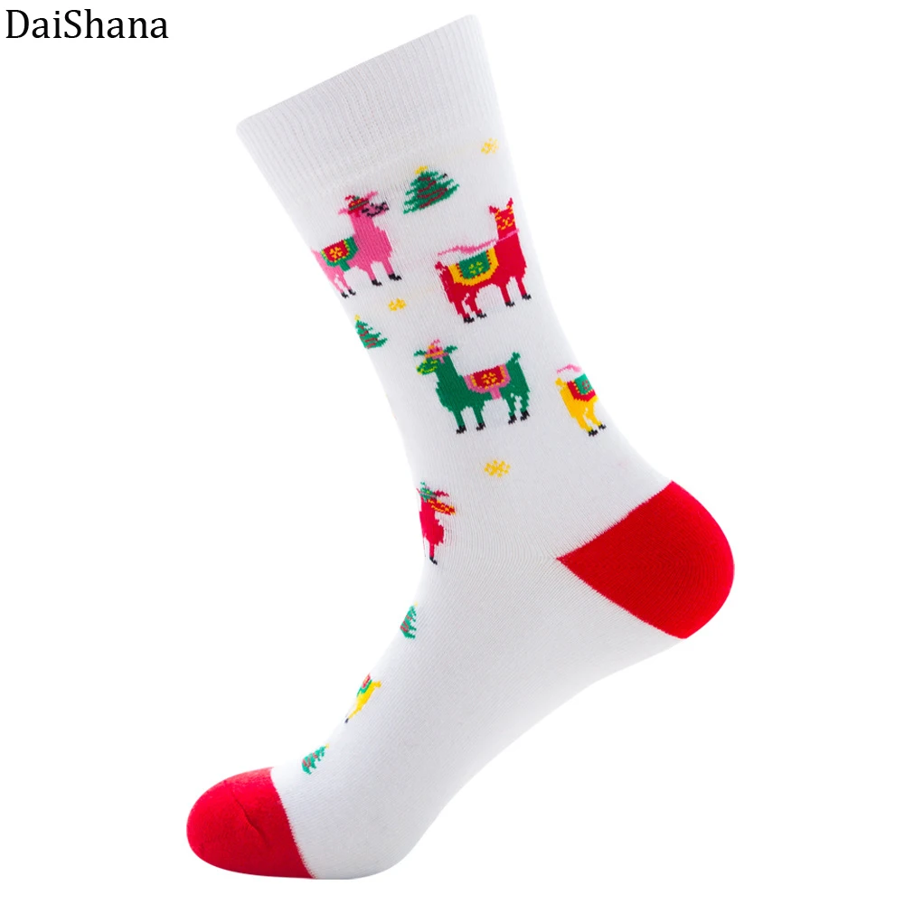 DaiShana-Calcetines de algodón de Navidad para hombre y mujer, calcetín Unisex de otoño, invierno, Año Nuevo, Papá Noel, árbol de Navidad, nieve,