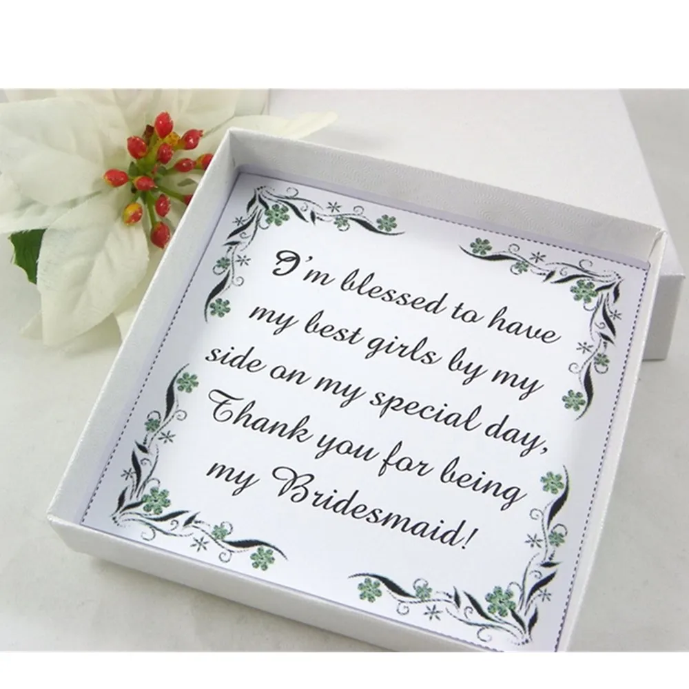 

personalized Bridesmaid Decor box note card with box, colored font custom bridesmaid proposal, bride earring card jewelry box,