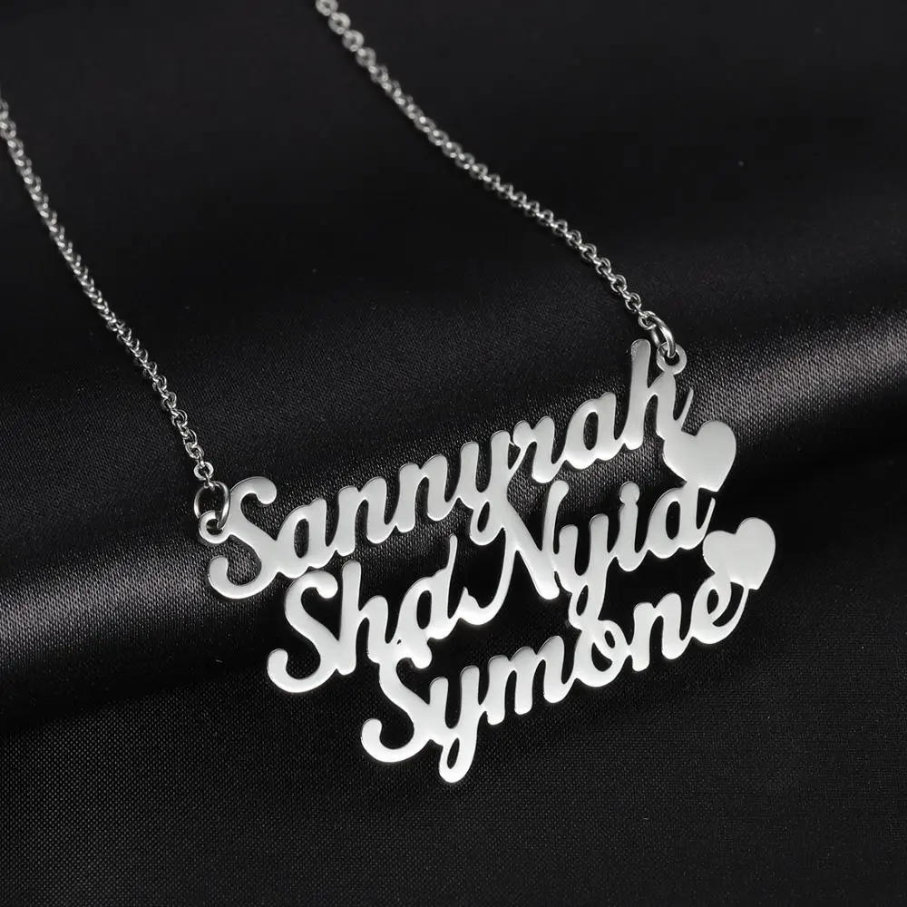 MYDIY Stainless Steel Multiple names Necklace Personalized Customized Gold Name Nameplate Necklace Gift For Women Family Jewelry