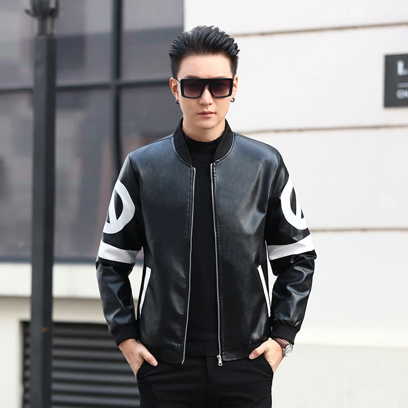 

2020 NEW Men's Leather Jackets Washed Fabric Leisure Jackets Zipper Inside Plus Velvet Filling Motorcycle Jacket Down Keep Warm.