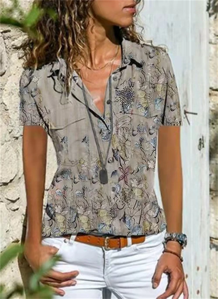 Fashion shirt woman casual short-sleeved shirt woman loose blouse