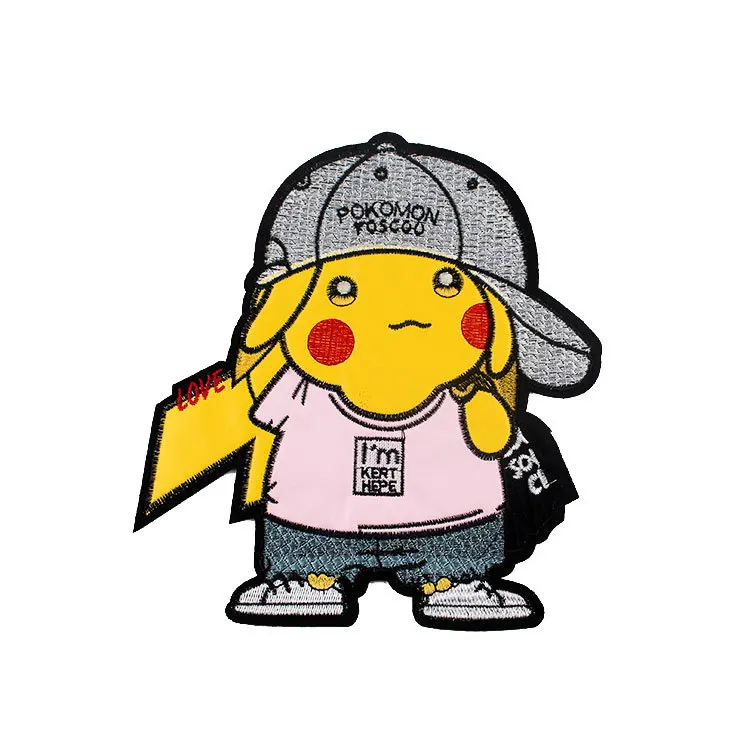 Hot Anime Pokemon Big Size 20cm Cloth Patch Pikachu Clothes Stickers Sew on Embroidery Pokemon Pikachu Cartoon DIY Figure Toy