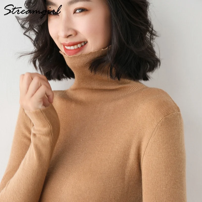 Turtleneck Sweaters For Women Winter Sweater Soft Casual Solid Pullover Knitted Sweaters Black Turtleneck Sweater Women Winter