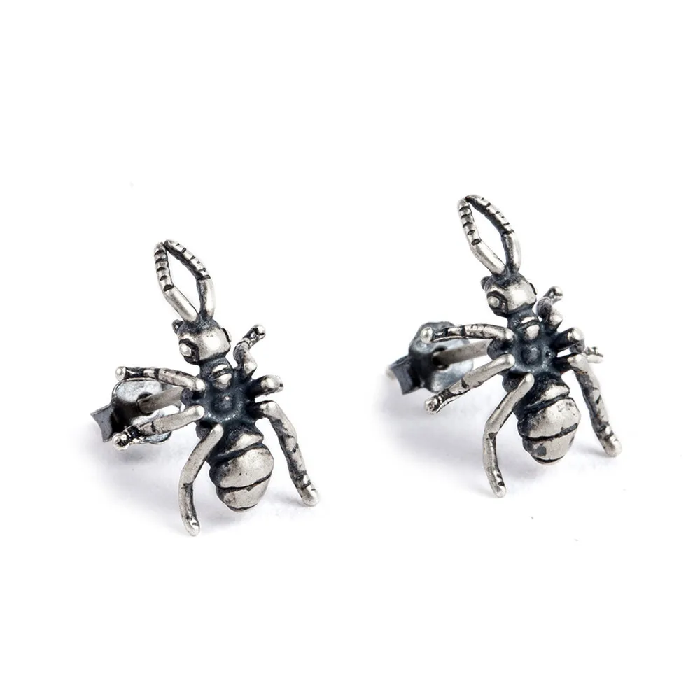 Unique Design Gothic Punk Real 100% 925 Sterling Silver Stud Earrings Spider Earrings Insect Jewelry Wholesale