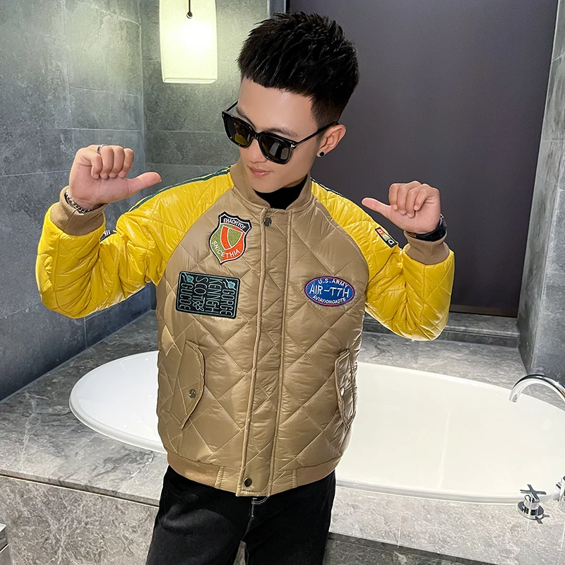 Warm ฤดูหนาวชุดเบสบอลเสื้อแจ็คเก็ตผู้ชาย Slim Fit Stand Collar Parka Casual Streetwear สังคม Coat Hiphop เสื้อกันหนาวผู้ชายเสื้อผ้า