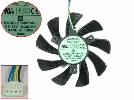 Everflow T129215SH DC 12V 0.30A Dia. 86mm C.T.C 40mm Server Cooling Fan