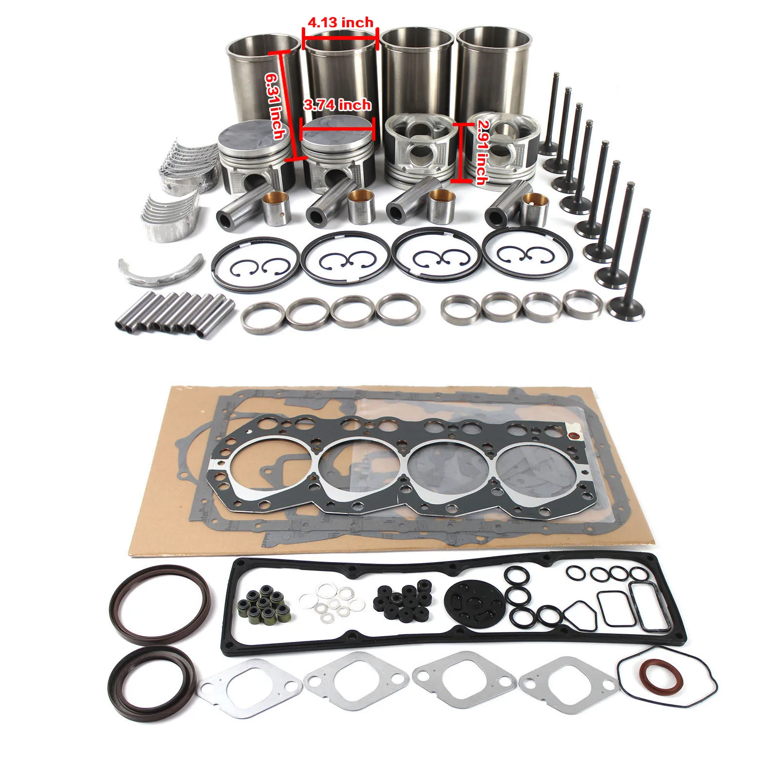 

SINOCMP TD27 TD27T Engine Rebuild Kit with Valves for Nissan TCM Forklift D21 D22 +0.5mm Bearing