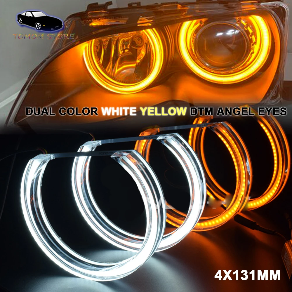 Car Styling Dual Color LED DTM Angel Eyes Headlights for BMW E36 E38 E39 E46 M3 Turn Signal Halo Rings Auto Accessories