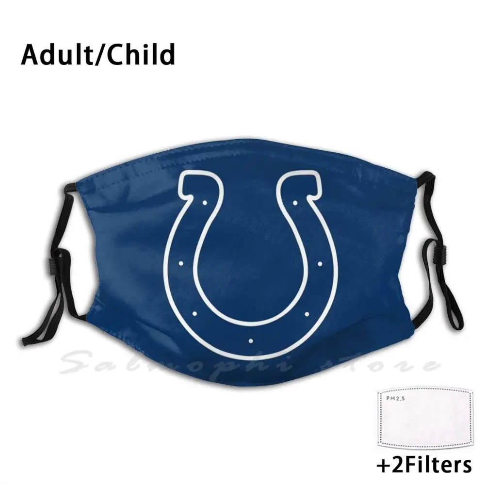 Colts - Indianapolis Grappige Print Herbruikbare Pm2.5 Filter Gezichtsmasker Logo