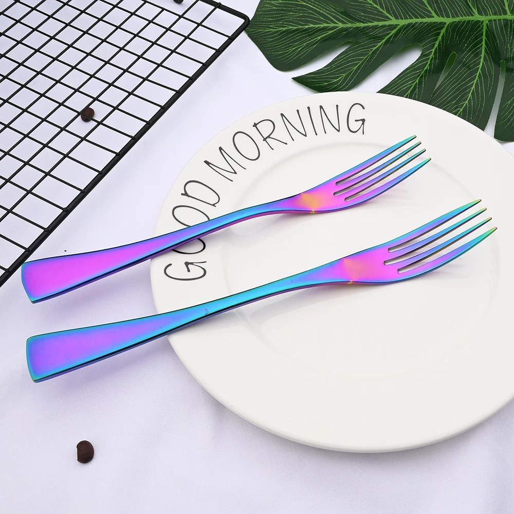 Mirror Colorful Flatware Cutlery Set 304 Stainless Steel Tableware Set Multicolor Dinnerware Set SilverwareKitchen Accessories