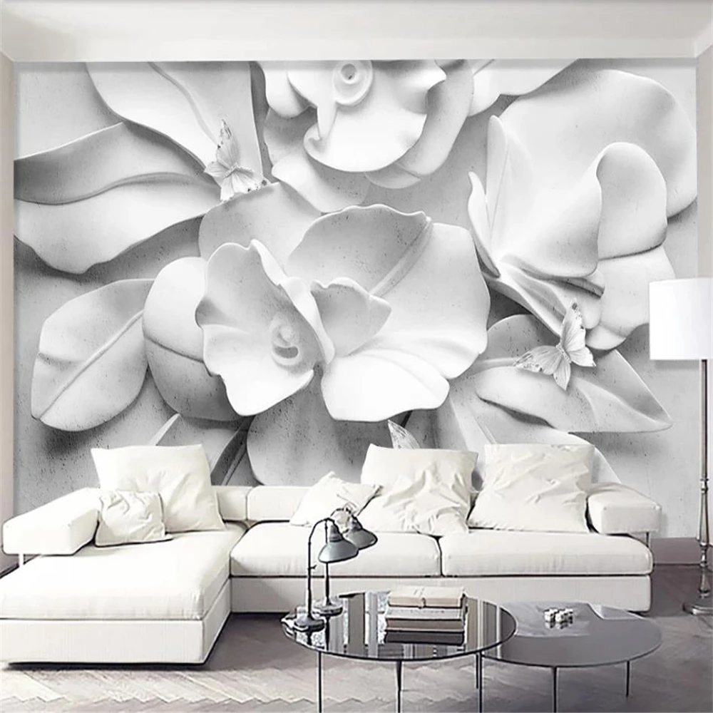 Custom Modern minimalist atmosphere 3D stereo relief flower wallpapers TV sofa background wall