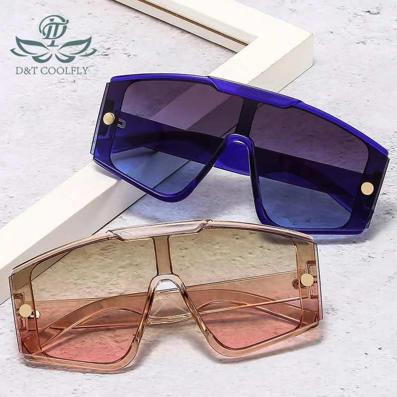 D&T 2021 New Fashion Shield Sunglasses Men Women Goggle Gradients Lens Frame Vintage Brand Designer Luxury Metal Decorate UV400