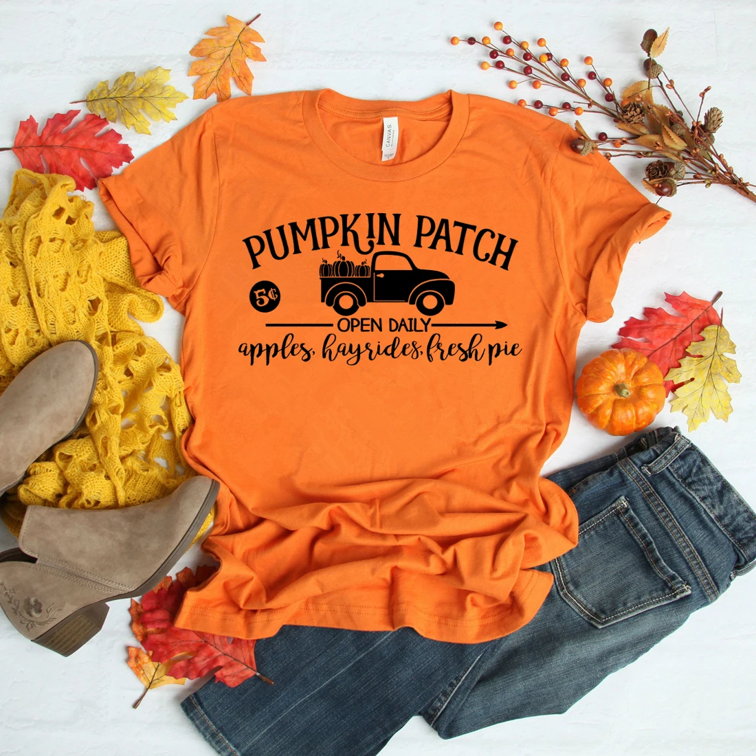 2020 Pumpkin Patch Shirt Women Fall Shirts Truck Fall Thanksgiving Tee Halloween Pumpkin T-shirt Funny Graphic Tees Tumblr Tops