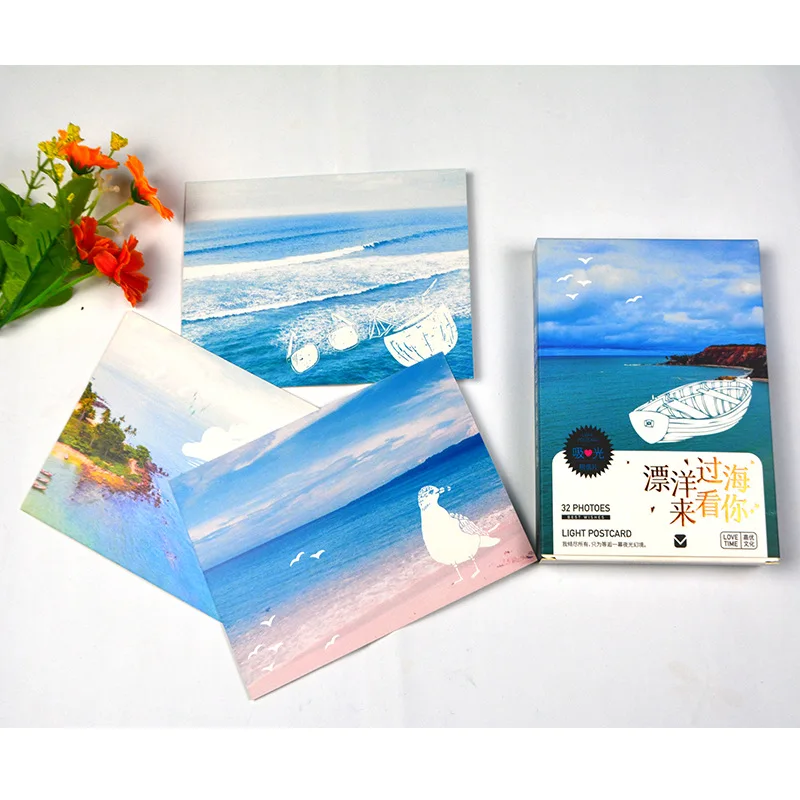 

32Sheets/Set across the ocean to see you luminous series Postcard/Greeting Card/Message Card/Birthday Letter Envelope Gift Card