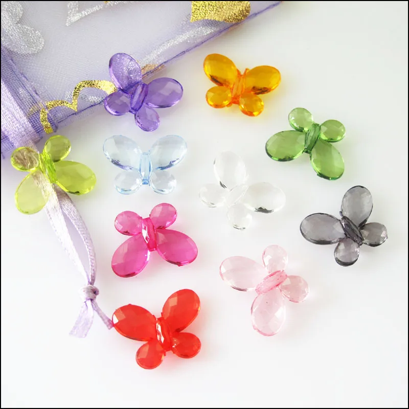 80 New Charms Plastic Acrylic Clear Butterfly Spacer Beads Mixed 13x17mm