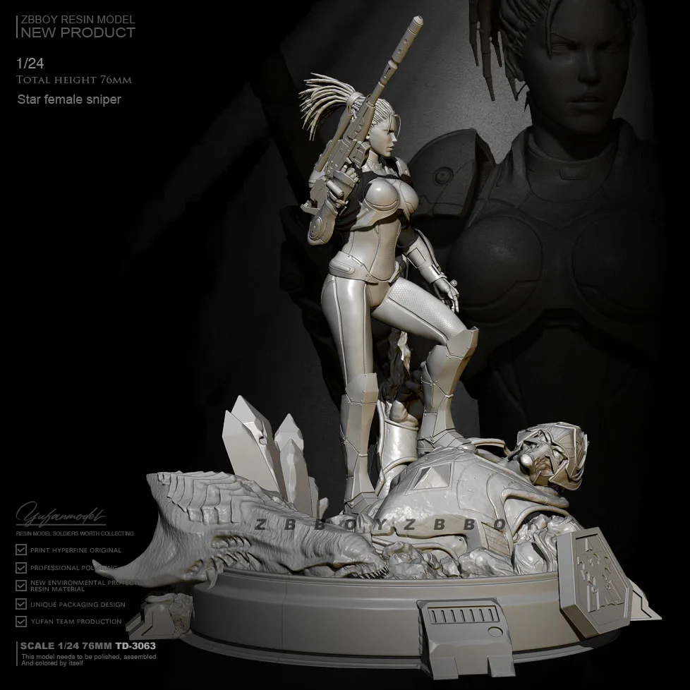 76mm 1/24 Resin model kits DIY figure self-assembled TD-3063