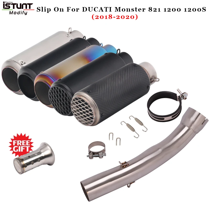 Slip On For DUCATI Monster 821 1200 1200S 2018 2019 2020 Motorcycle Exhaust System Muffler Escape Modified Middle Link Pipe