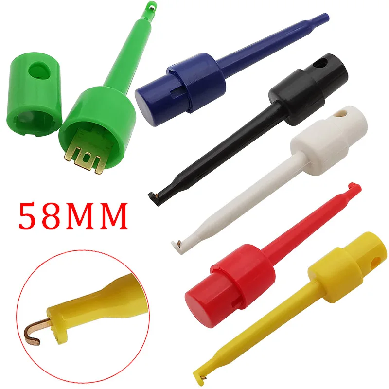 5 sztuk 58mm pojedynczy testowy hak zacisk zaciski krokodylkowe sondy testowe zacisk do testowania elektronicznego multimetr IC Grabber sondy haki