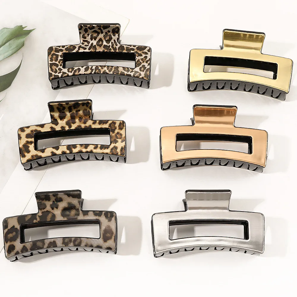 Nova moda elegante grande leopardo impressão imitação de metal grampo de cabelo hairpin barrettes para feminino menina acessórios headwear