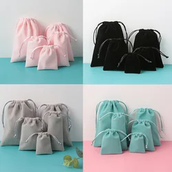 Bolsas de terciopelo de alta calidad para almacenamiento de joyas, bolsitas de Organza con cordón para guardar cuentas, té, dulces, regalos de boda y Navidad, 5 piezas, 8 colores