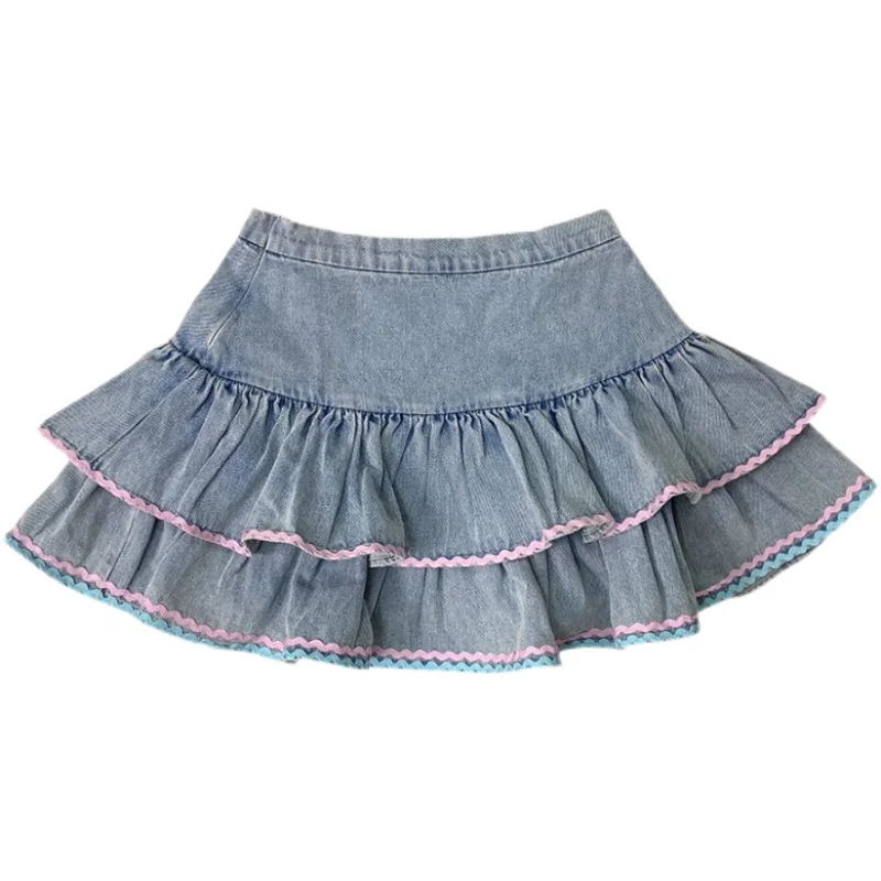 

Gothic Harajuku Denim Short Skirts for Girls, Cute Cake Skirts, Sweet Punk, High Waist, Mini Kawaii Skirts, Summer Fashion