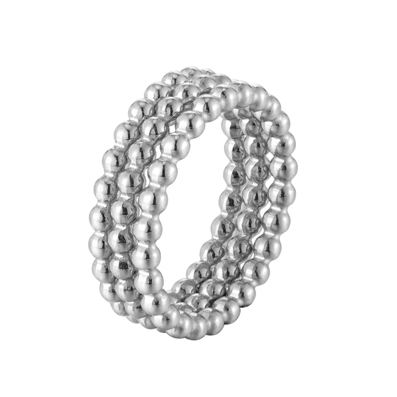 Cute Three in one Bead Chain Shape Ring Stainless Steel High Quality Jewelry Gift Ring For Women And Girls Drop Shipping